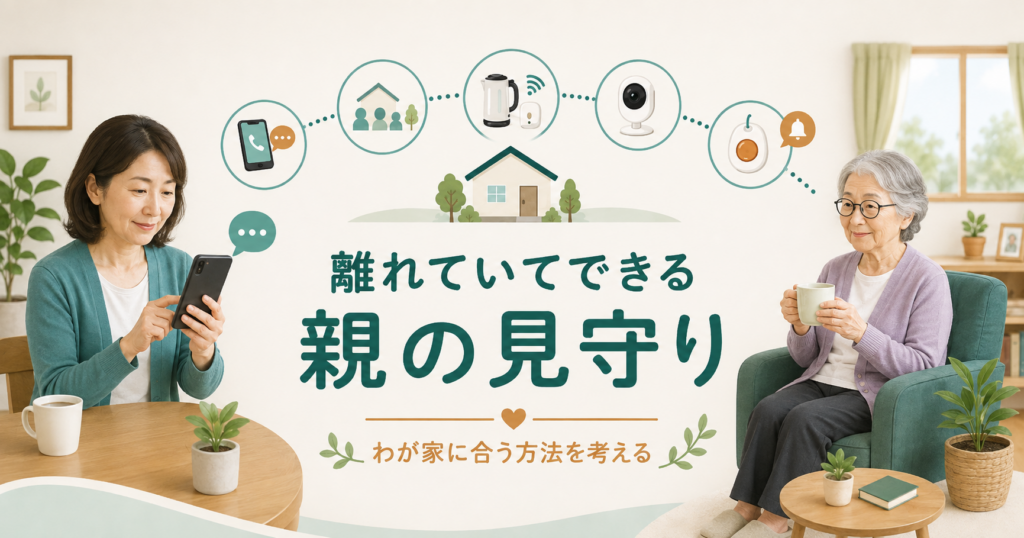 離れて暮らす一人暮らしの親を見守る方法を考えるイメージ