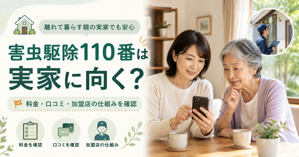 害虫駆除110番が親の実家に向くか料金・口コミ・加盟店の仕組みを確認する親子