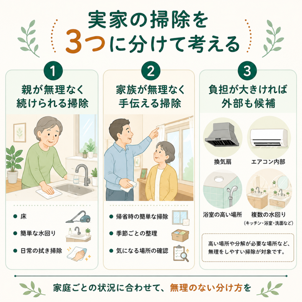実家の掃除を親・家族・外部サービスに分けて考える目安