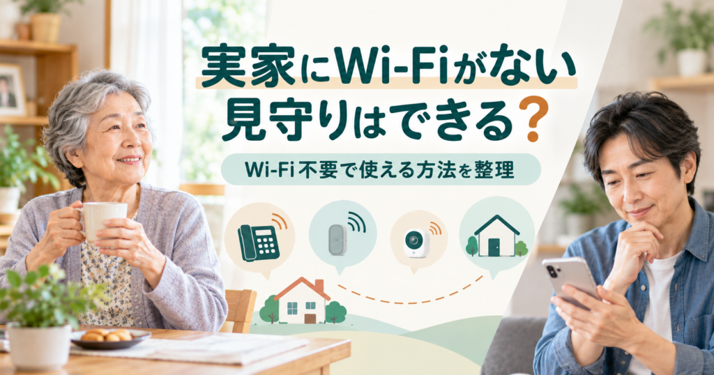 実家にWi-Fiがなくても使える親の見守り方法を紹介するアイキャッチ