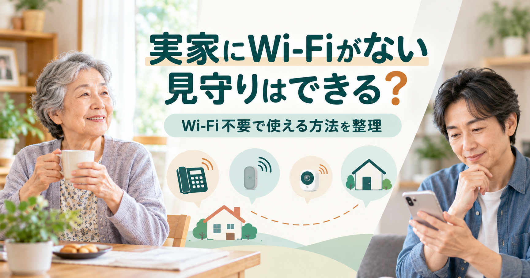 実家にWi-Fiがなくても使える親の見守り方法を紹介するアイキャッチ